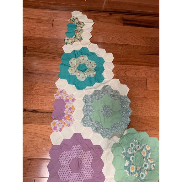 Vintage Handmade Patchwork Quilt Top 52"x17" - Picture 5 of 6